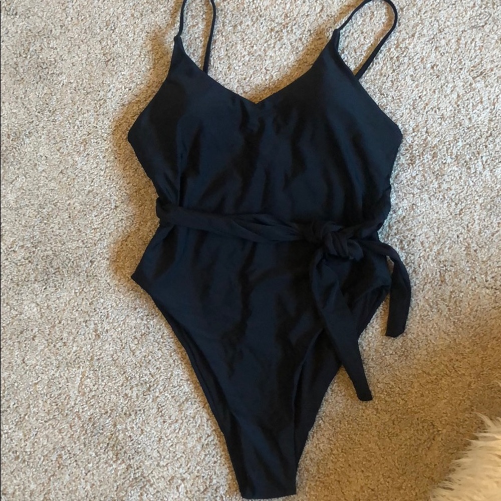 Black tie swimsuit